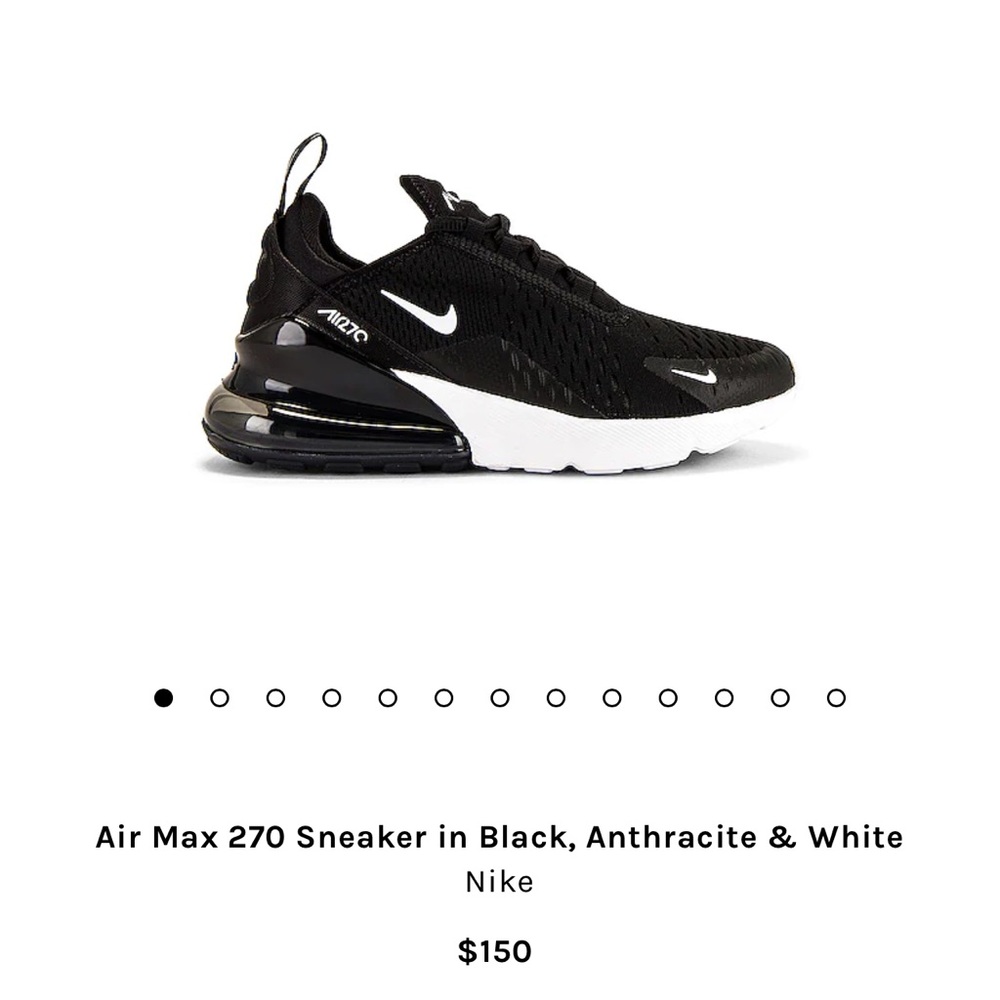 Nike AirMax 270 Sneakers in Black 9.5